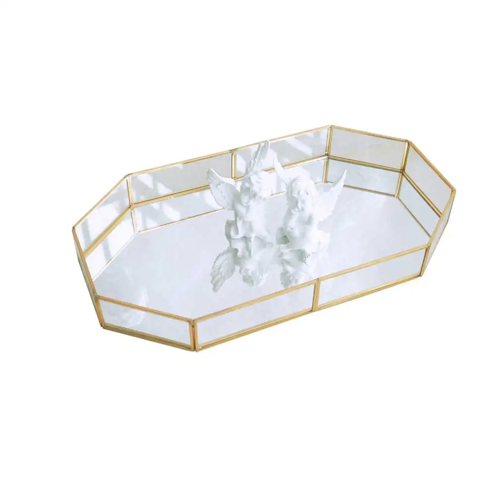 Новинка, золотистая зеркальная Хрустальная салфетка, коробка для хранения косметики, шкатулка для ювелирных изделий, чехол с металлической рамкой для фотографий, держатели