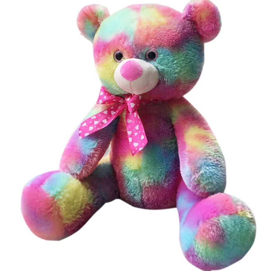 
Wholesale custom teddy bear new rainbow plush teddy bear toy girl gift plush toys cute personality doll 