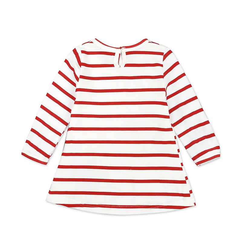 Ivy42181A 2023 Christmas Long Sleeve Santa Design Striped Dress Girl Kids New Years Dress