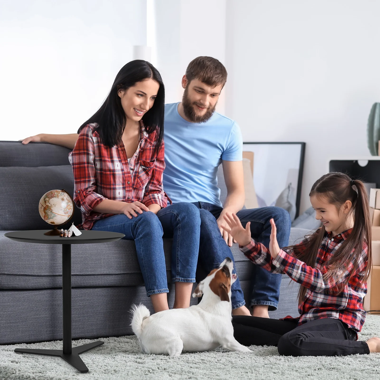 Tomile decorative wooden table black small side table coffee table