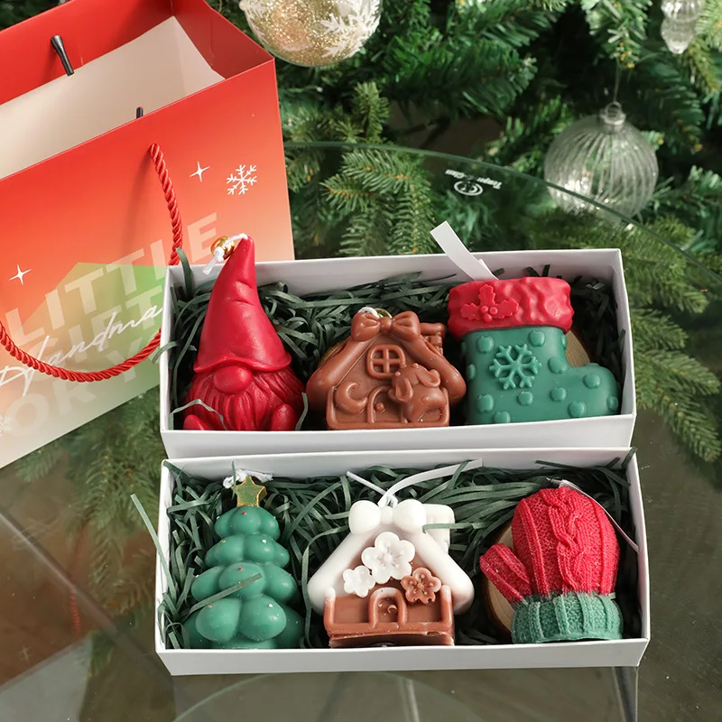 Customizable Christmas Tree Candle for Party Soy Wax Christmas Scented Candle Set Handmade Christmas Tree Shape Mini Candles