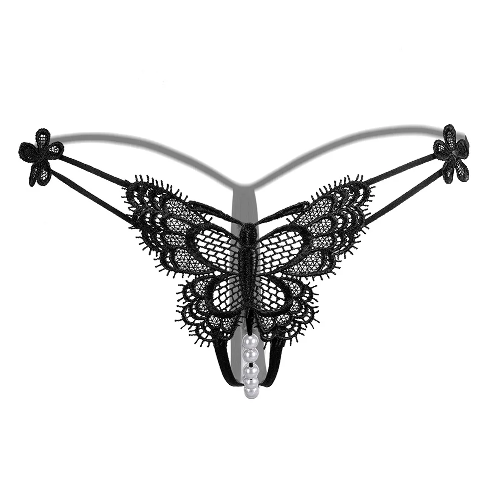 Wholesale Women Sexy Pearl Butterfly Lace  Underwear
