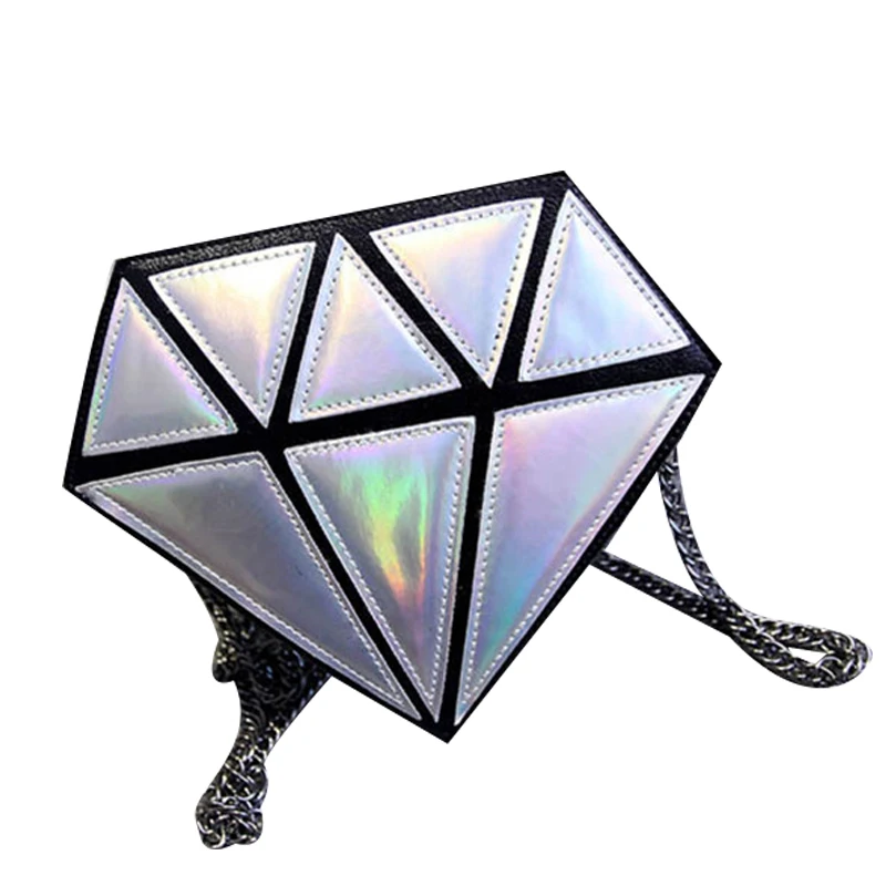 Leisure individualistic diamond laser pu sling strap girls shoulder bag