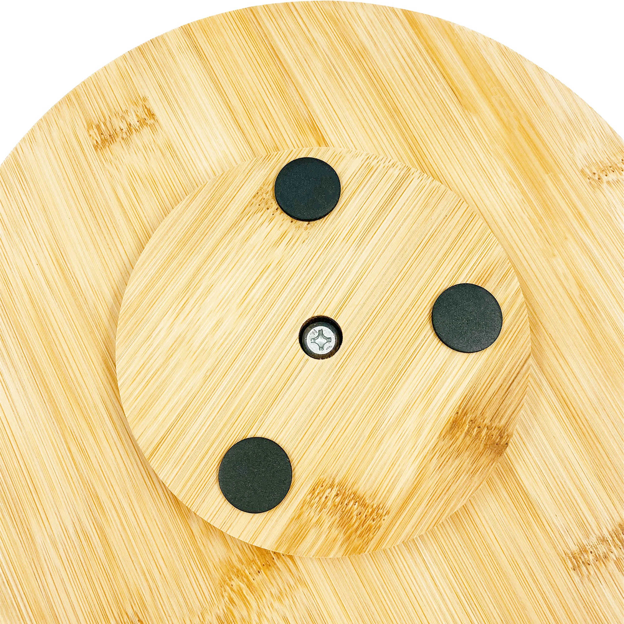 Natural Bamboo Kitchen Rotating Table Serving Plate Lazy Susan For Food Cake Pizza Sushi