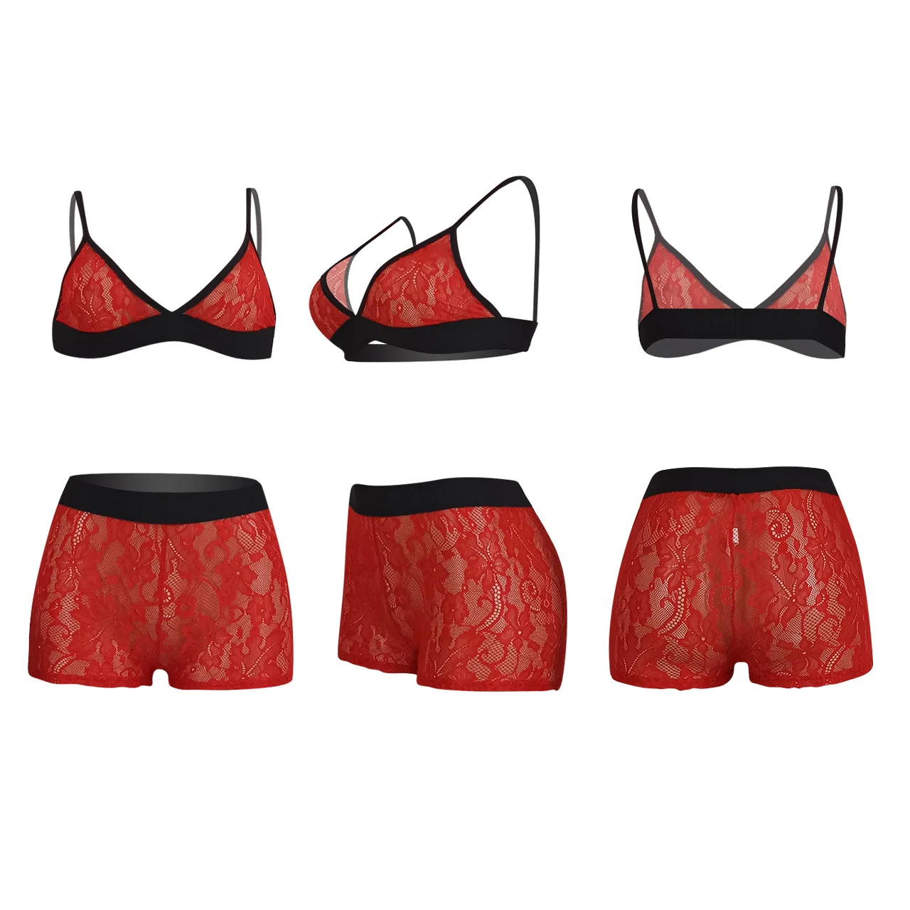 AOMA Customize logo Ladies sexy lace breathable two-piece high quality sexy lingerie set