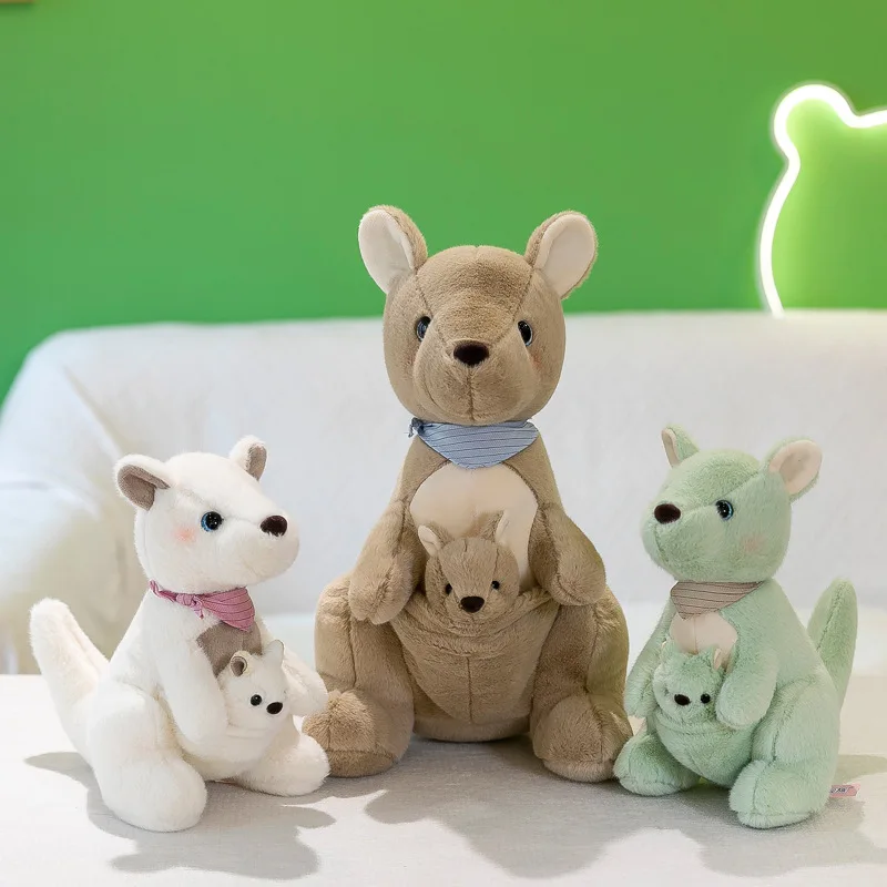 Soft Kids Gift Kangaroo Mommy and Babies Stuffed Animals Fluffy Kangaroo Plush Toys