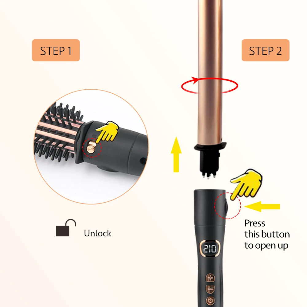 Pritech 5 In 1 Ceramic Coating Barrel Temperature Control Lcd Display New Hair Curler Machine