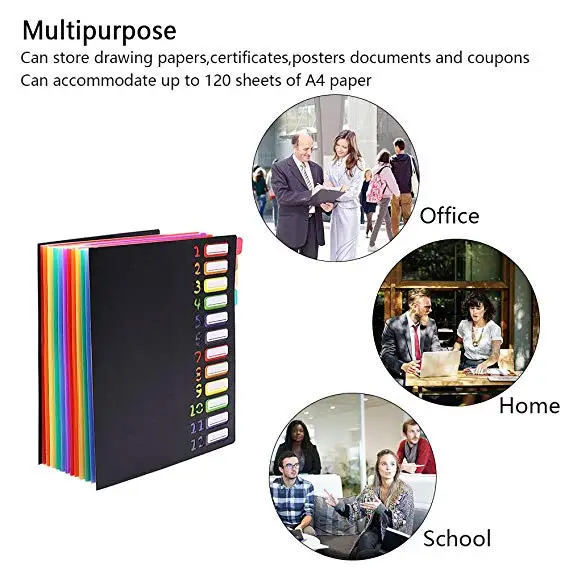 Multipurpose waterproof expandable file folder with elastic strap closure for daily filing and storing of document