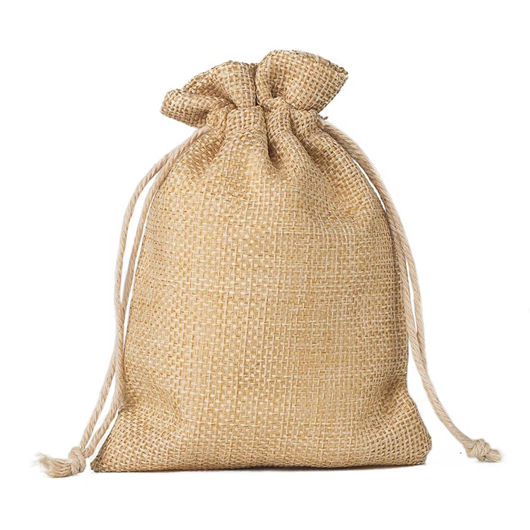 
Cheap party favor presents burlap jewelry pouches small jute drawstring bag 