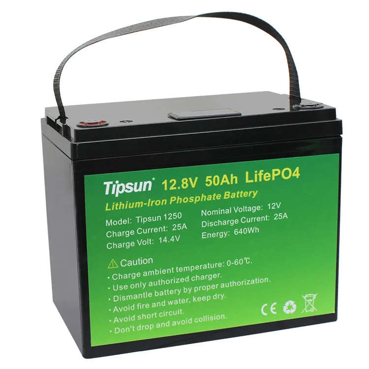 Water proof grade IP55 tipsun 12v rechargeable lithium battery pack 24ah 30ah 36ah 50ah 100ah 200ah