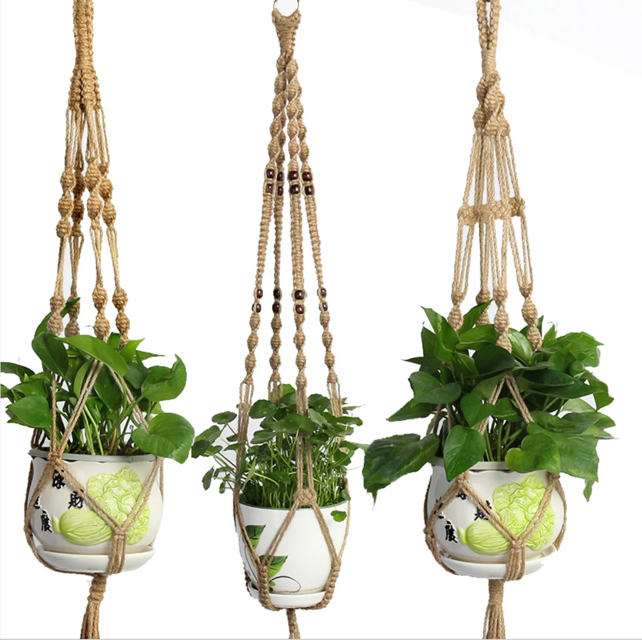  Wholesale Woven Decorative Hanging Garden Flower Pot Baskets Customized Rattan Outdoor