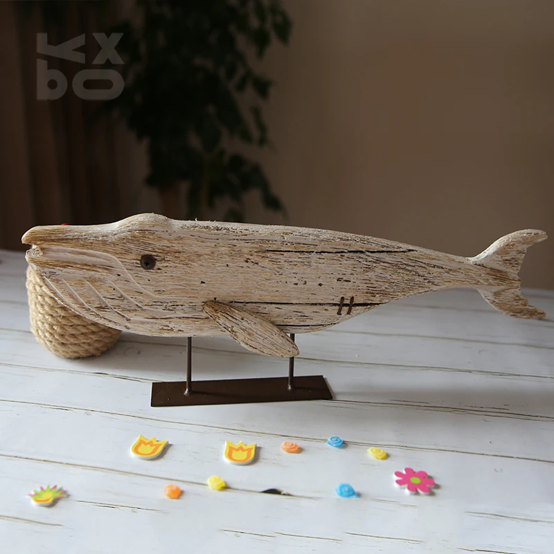 
YBOX vintage handmade standing wooden fish home decor 