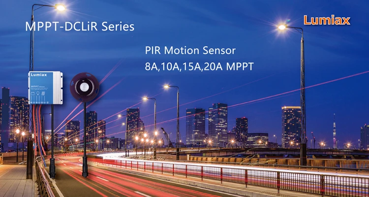 8A 12V Lithium battery mppt boost solar charge controller with PIR motion sensor