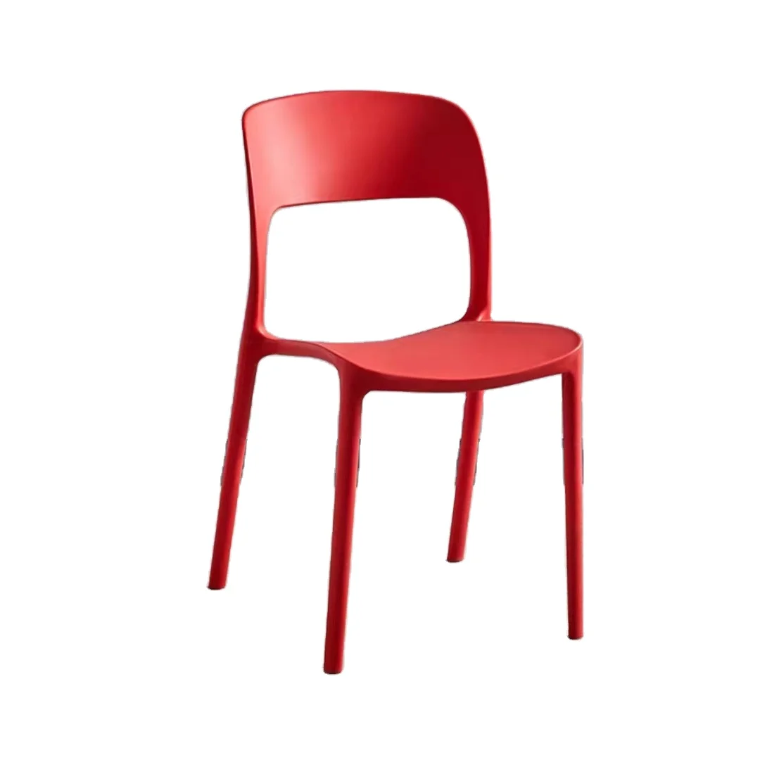 Factory price plastic backrest chair with hollow out middle restaurant bar chair without armrests stackable PP plastic chair