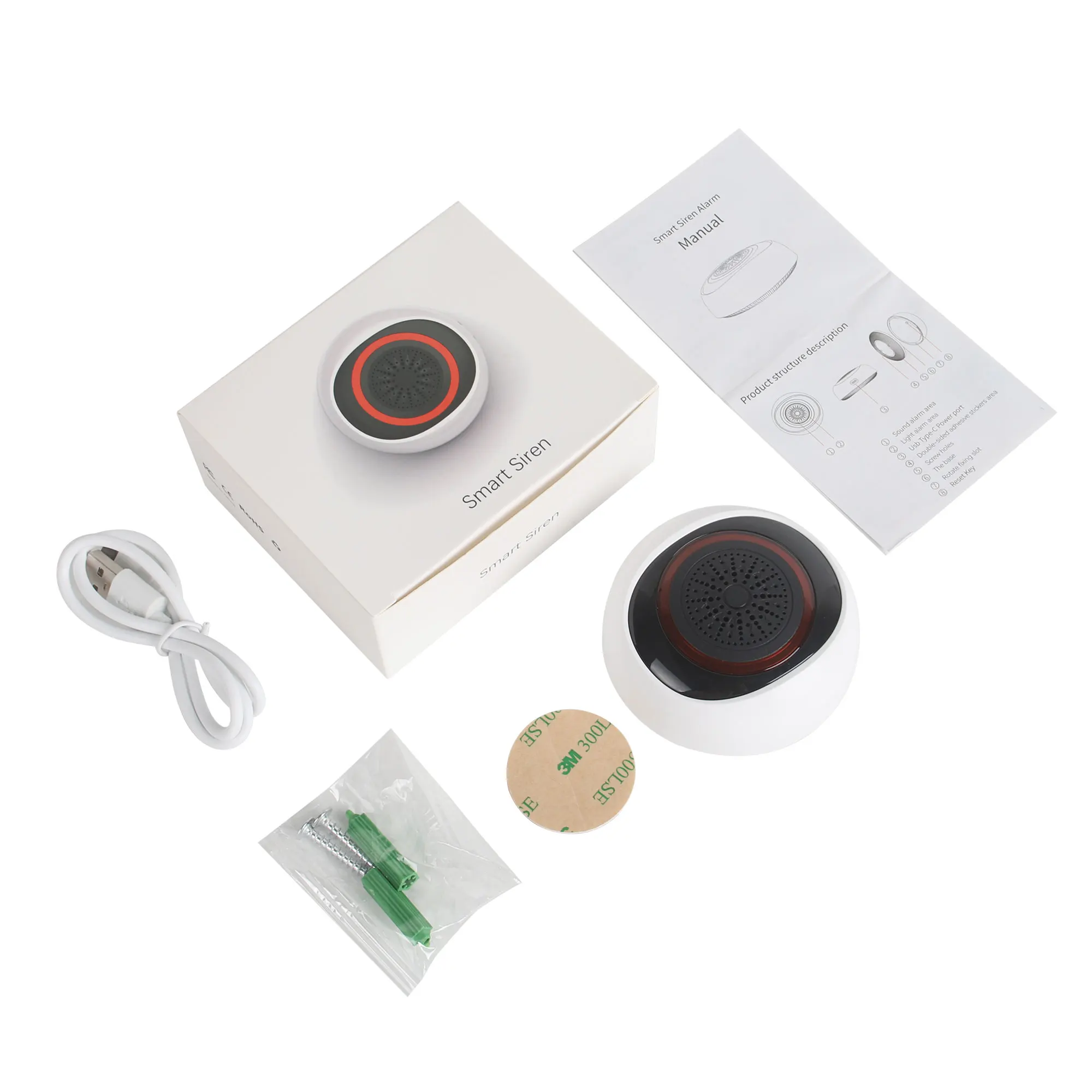 100dB loud decibel tuya zigbee siren sound and flash siren audible and visual horn backup battery for burglar intrusion system