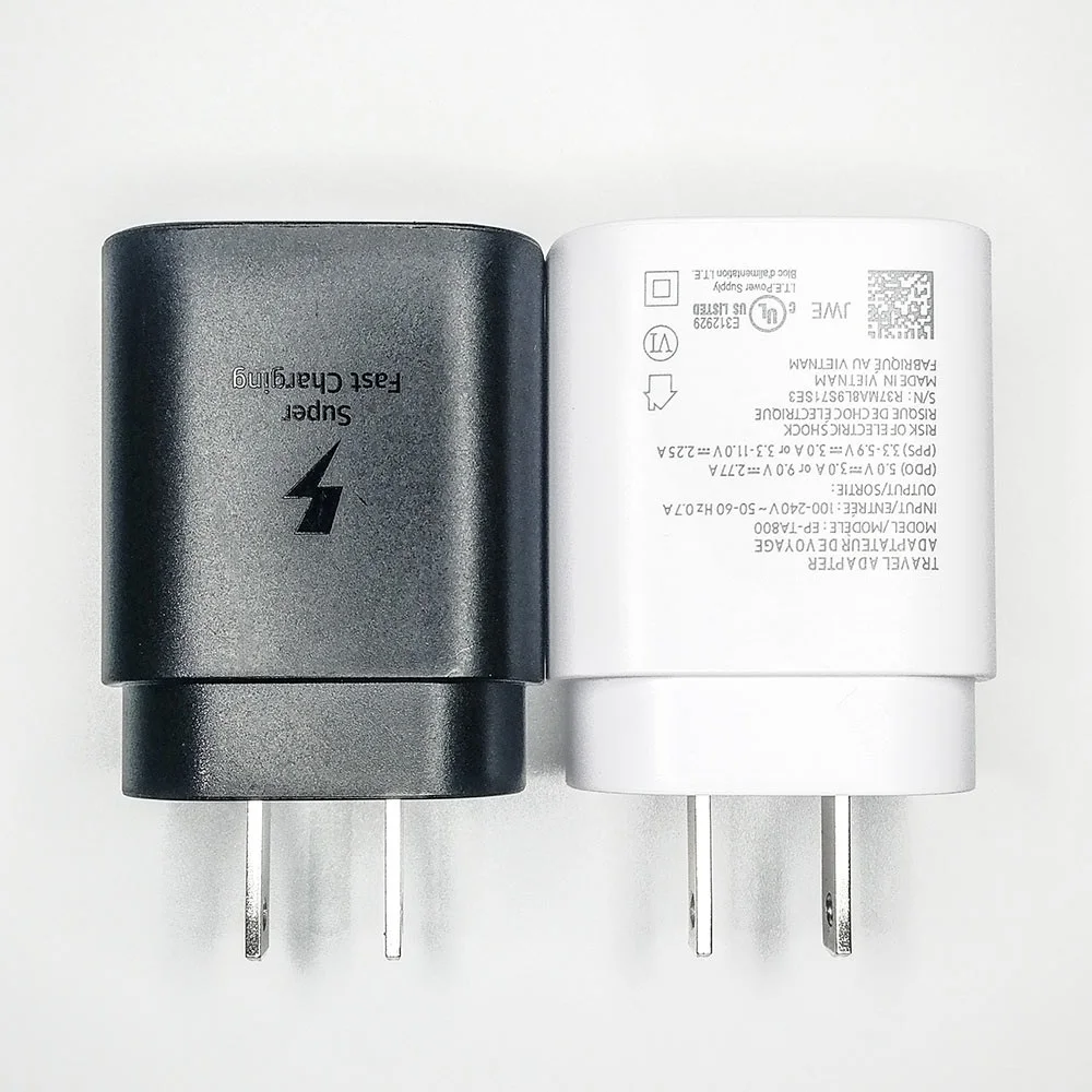 EP-TA800 original material 25W US/EU/UK Plug Adaptive Fast Charing Usb c Wall travel Charger For Samsung Galaxy s21 Note10 S10
