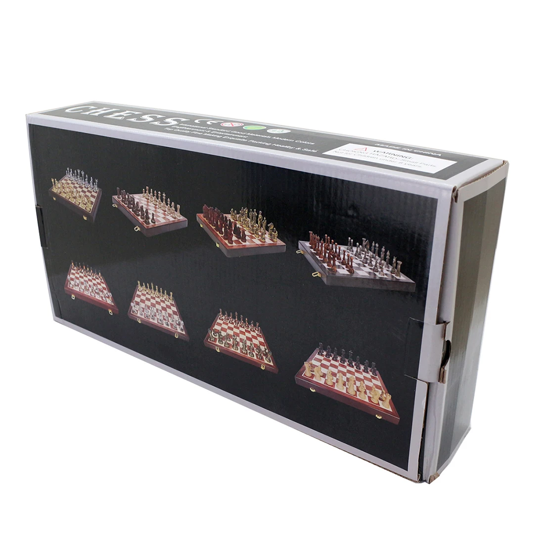 14 Inches Marble Chess Set felted Board Chrome Plated Boxed Customizable Metal Chess Pieces Figures Set