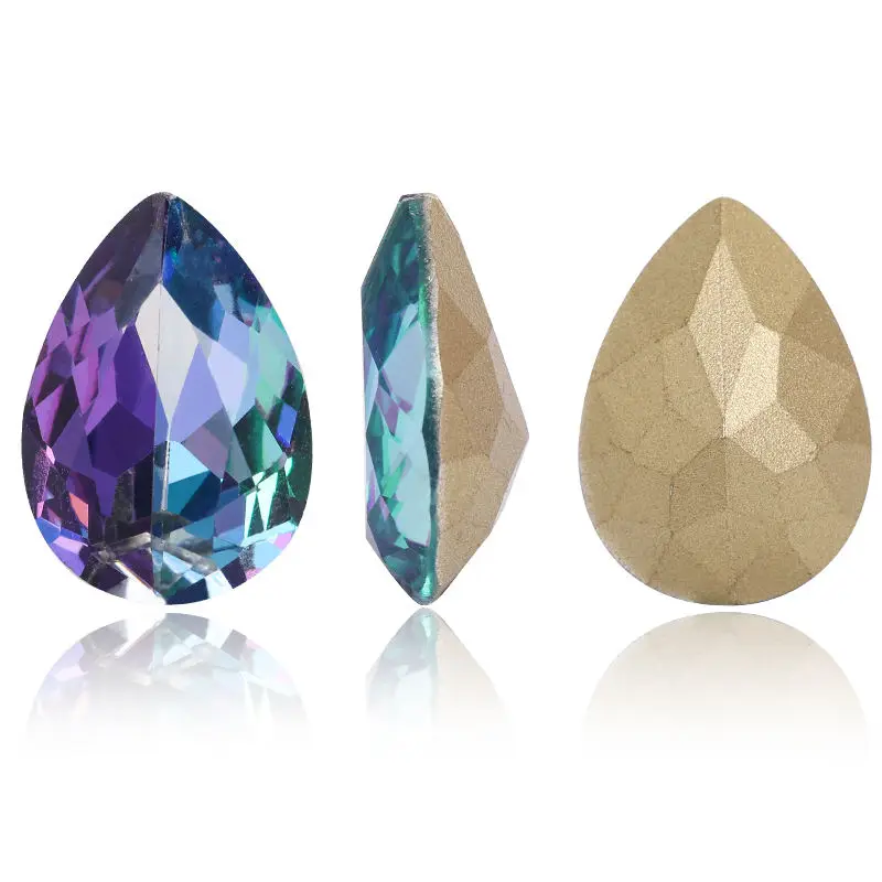 AW K9 Glass laser color  Drop Point Back Stones  Opal Series high quality  DIY necklace crystal brilliant Garment accessories