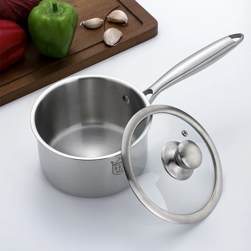 Amazon Supplier Kitchen Boiler Pots High Quality 304 Stainless Steel Milk Pot with Glass Lid