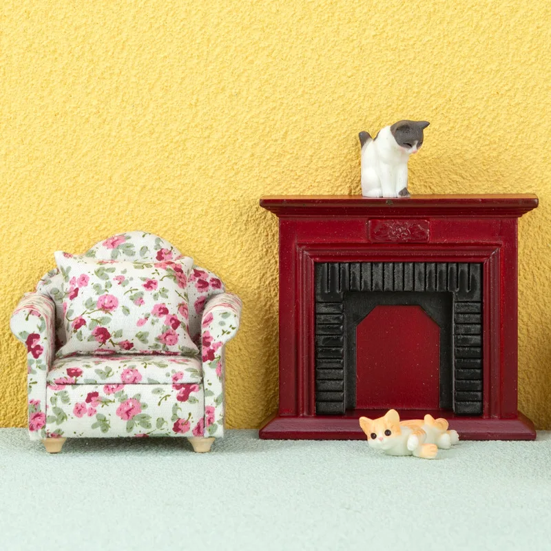 Wholesale Miniature Classical Dollhouse Wooden Furniture Mini 1:12 Scale miniature Retro fireplace dollhouse