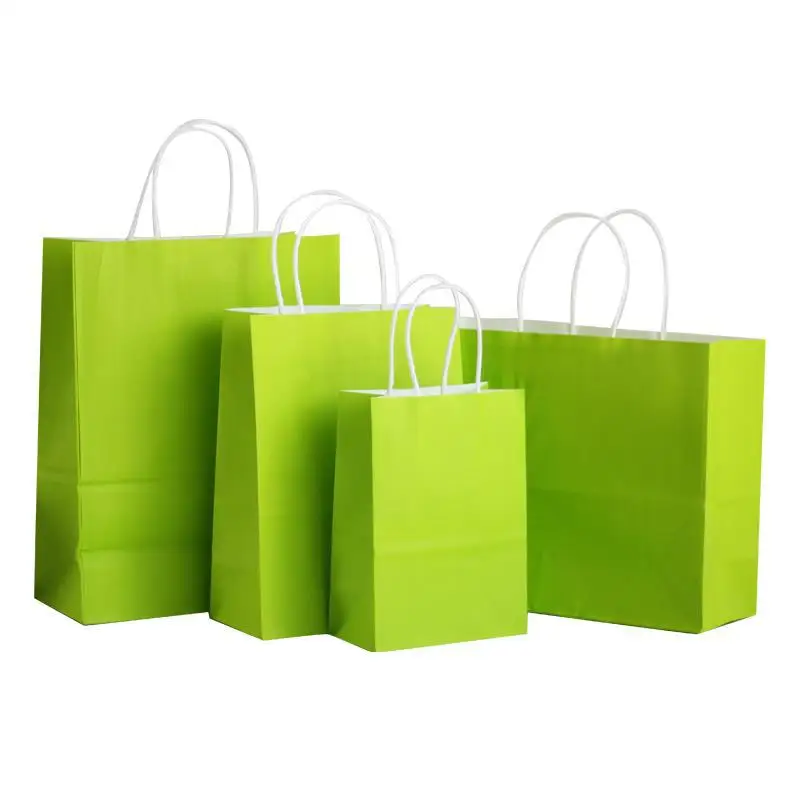 Custom colors luxury Shopping Bag With Handle Kraft Paper Multi sizes in stock Clothing Gift Shopping plain bag with no logo