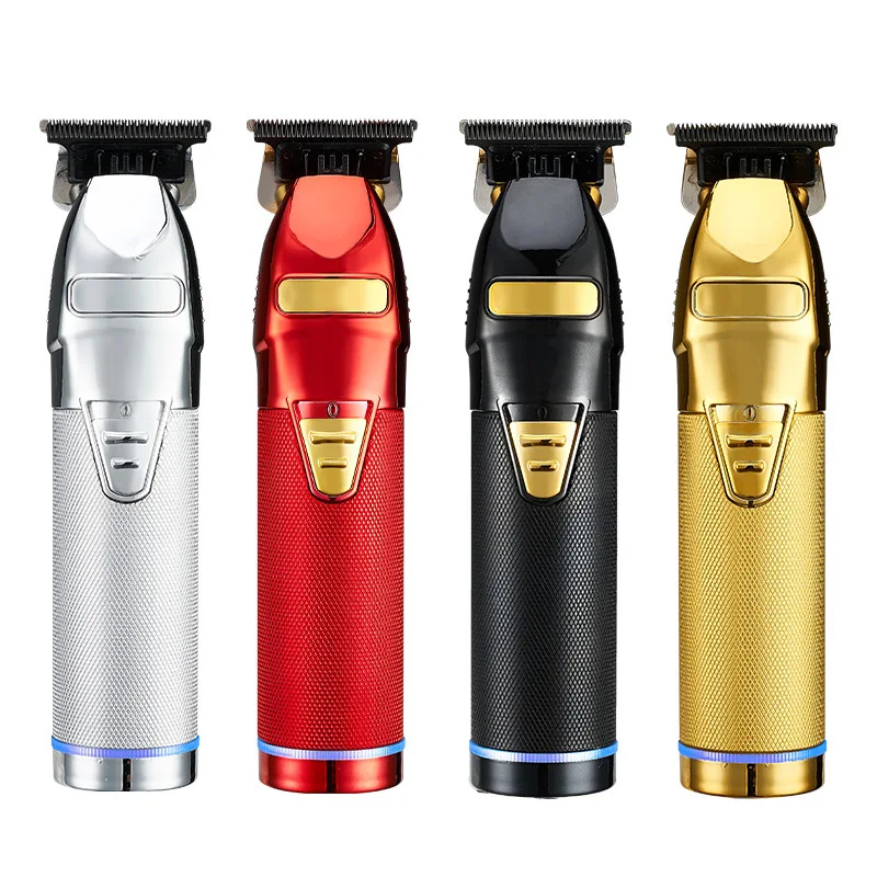 Hot Professional Stainless Steel T-Blade Oil Head Carving Hair Cut Barber Machines Gold Barber Hair Trimmer Clippers