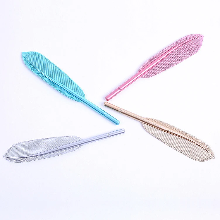 High Quality Wholesale Plastic Red Pink Goose Feather Quill Ball Pen For Logo