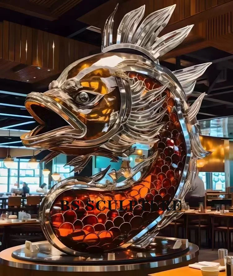 metal statue and sculpture stainless steel cute cat modern cartoon sculpture