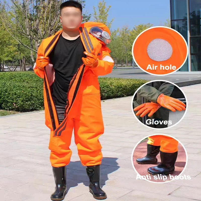 Beekeeping Equipment Air Hole PU Leather Wasp Bee Suit with Boots Hornet Clothing Beekeeping Suit