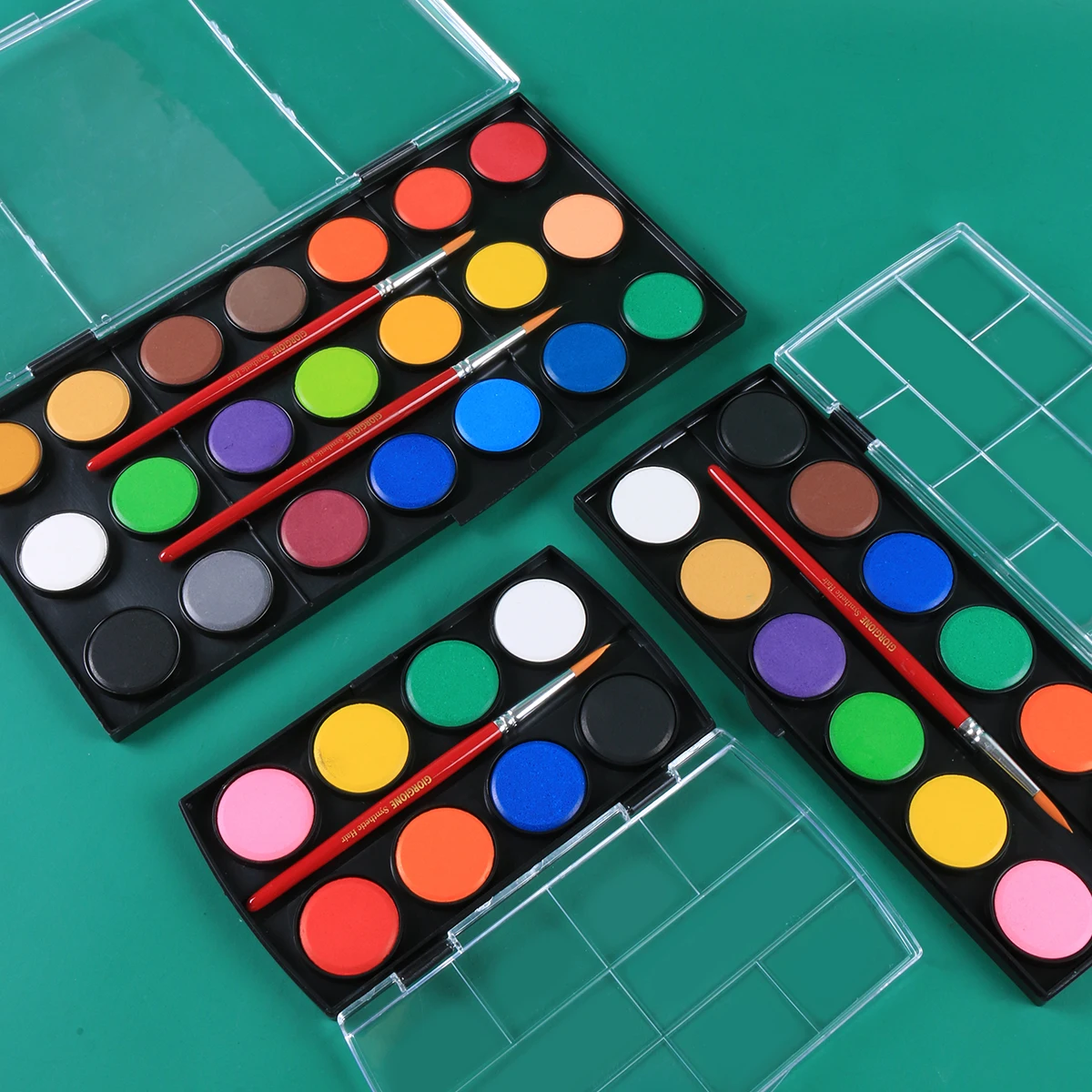 Giorgione 8 12 21 colors Solid Watercolor Paint Cakes set with Color box package free Paintbrush