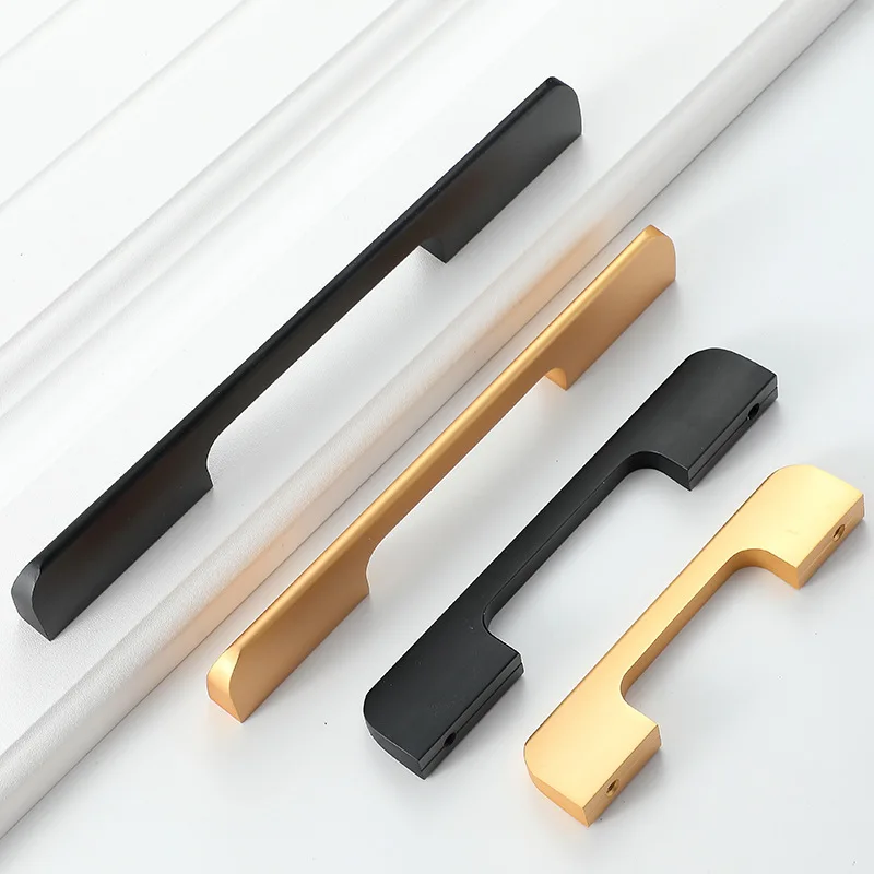 Factory sales Solid aluminum profile drawer handle matte black gold long metal kitchen cabinet handle furniture wardrobe handle