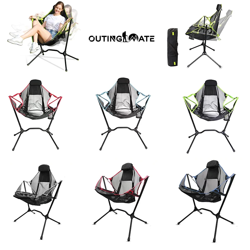 outdoor luxury relax lightweight swing garden aluminum fish ultralight foldable fold rocking camp chair with storage bag