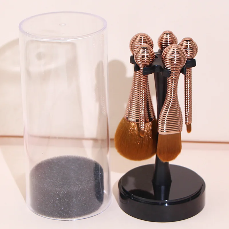 New Luxury Wholesale 5pcs Golden White Makeup Brush Professional Makeup Brushes Set Plastic Handle Custom High Quality