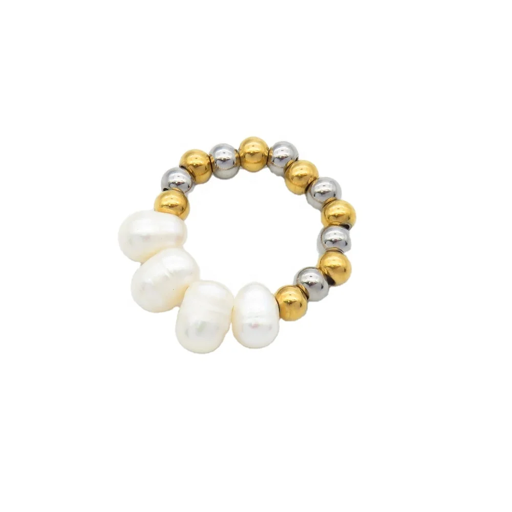 
New design small silver gold plated pearl ring 