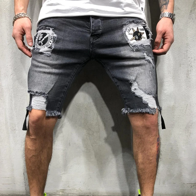 Мужские джинсовые шорты, оптовая продажа, новые модные летние джинсовые шорты в стиле пэчворк из хлопка, высококачественные короткие дизайнерские джинсы, мужские джинсы