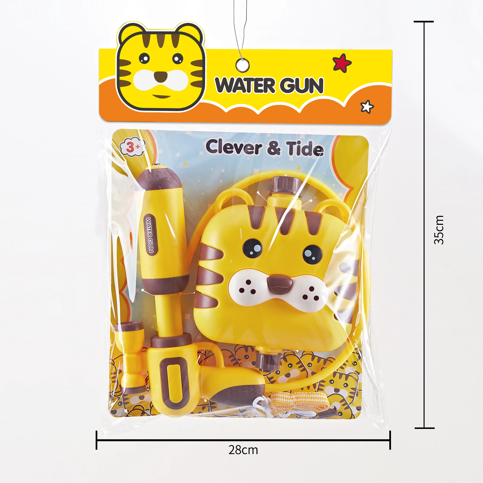 Summer Outdoor Transparent Plastic  Hand Held Toy Pool Water Gun Battle High Capacity Tiger Backpack Water Gun Toy