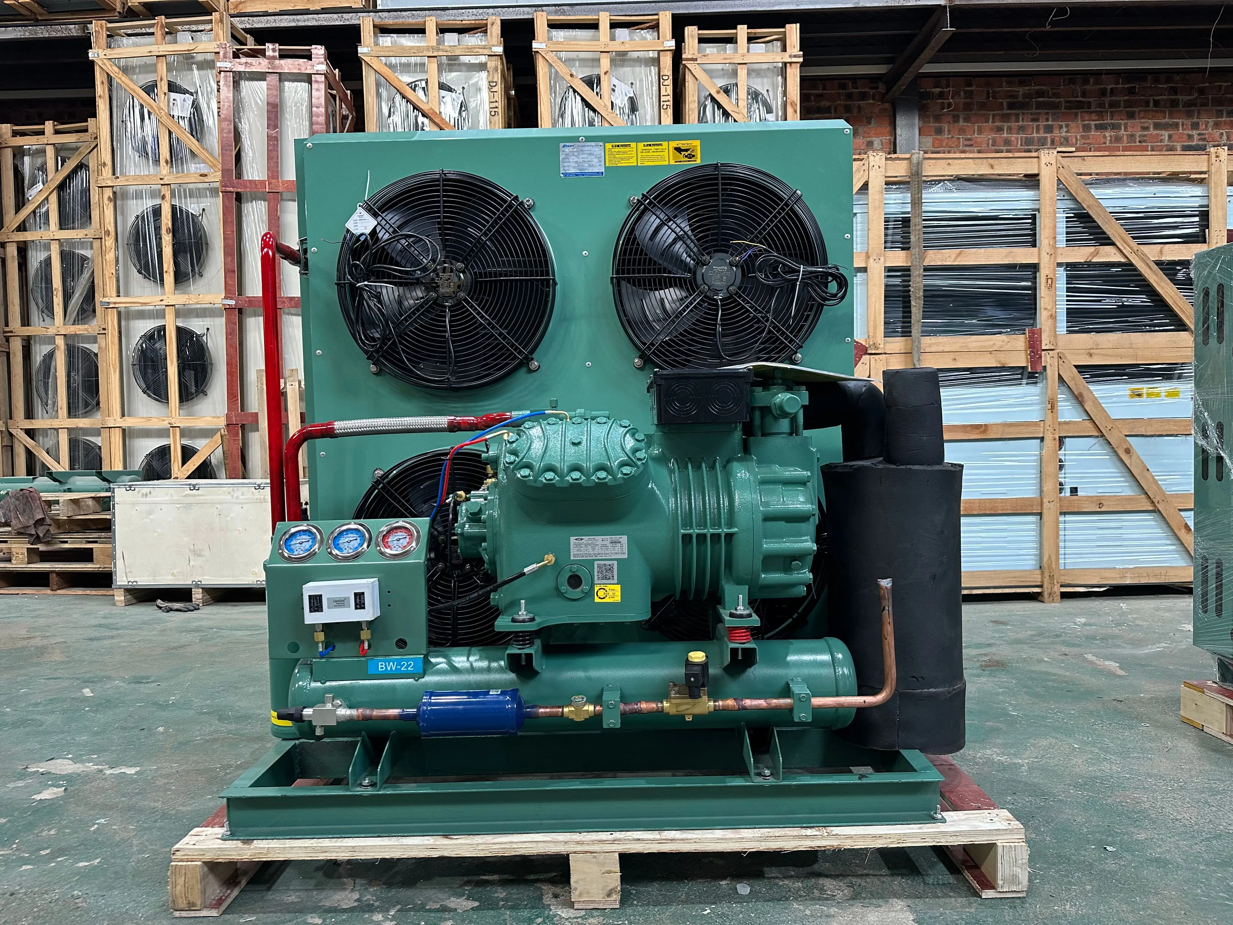 25HP/30HP/40HP Bitzer Piston Cooling Compressor Refrigerator Condensing Unit Low Temperature For Cold Room