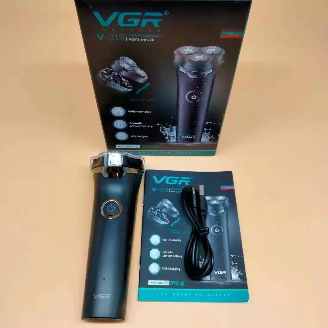 VGR V-319 Head Shaver Double Foil Shave Machine For Man Electric Rechargeable Razor Shaving Trimmer