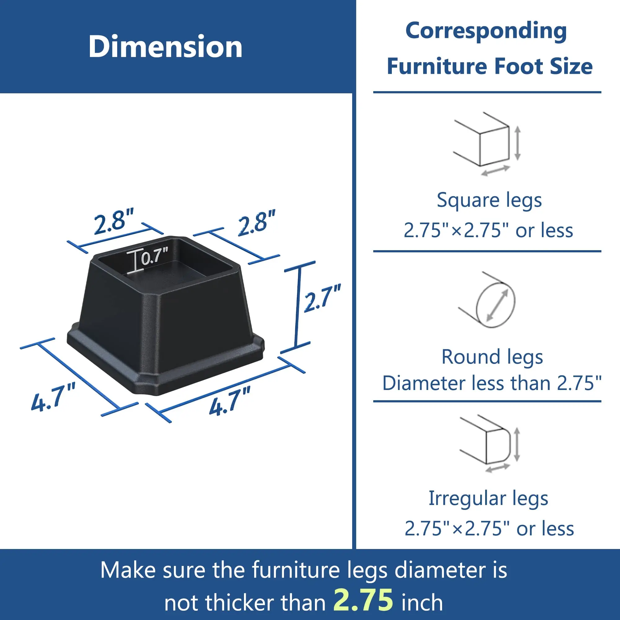 Bed Risers Heavy Duty Furniture Risers for Bed Frame Couch Desk Chair