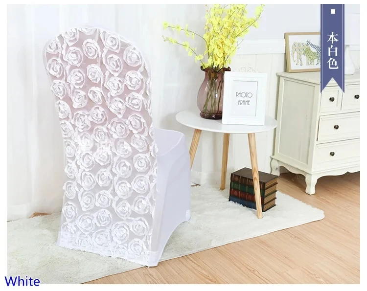 Embroidered Spandex Wedding Chair Covers Stretch Banquet Slipcover for Arm Chairs Plain Style for Events Decoration