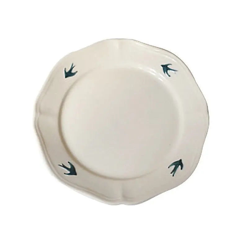Korean INS New Swallow Float Plate Party Ceramic Plate Dish Literary Breakfast Plate Minimalist The Cartons Porcelain Retro Home