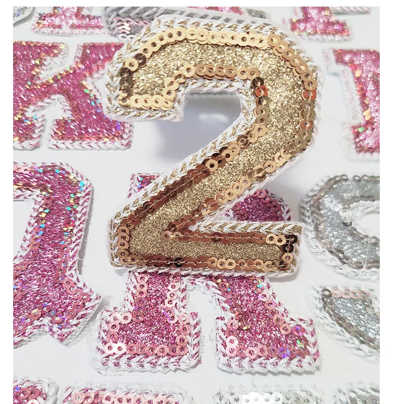 Sequin Patches Iron on Clothing Embroidery Letter Patch for Caps Hat Embroidered for Bags Heat Press Custom Patches for Clothes