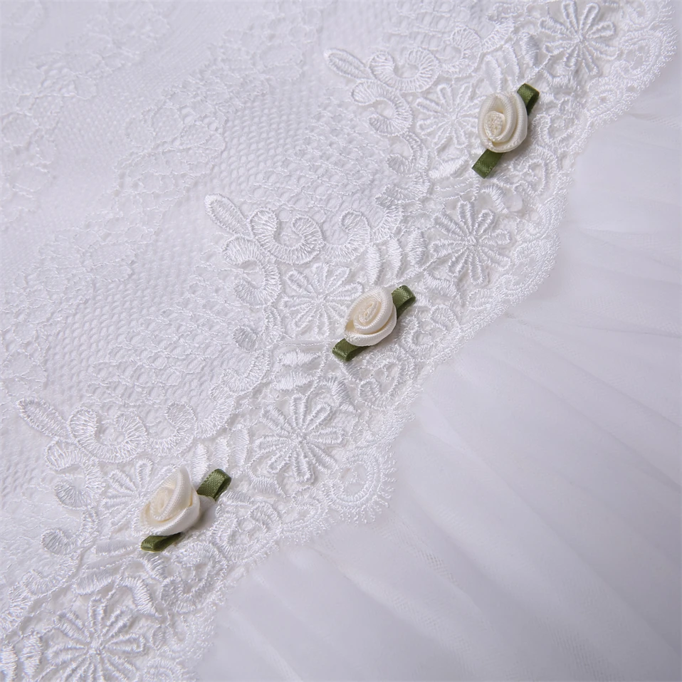 Elegant White Lace First Communion Dress with Floral Waistband and Tiered Tulle Skirt for Girls