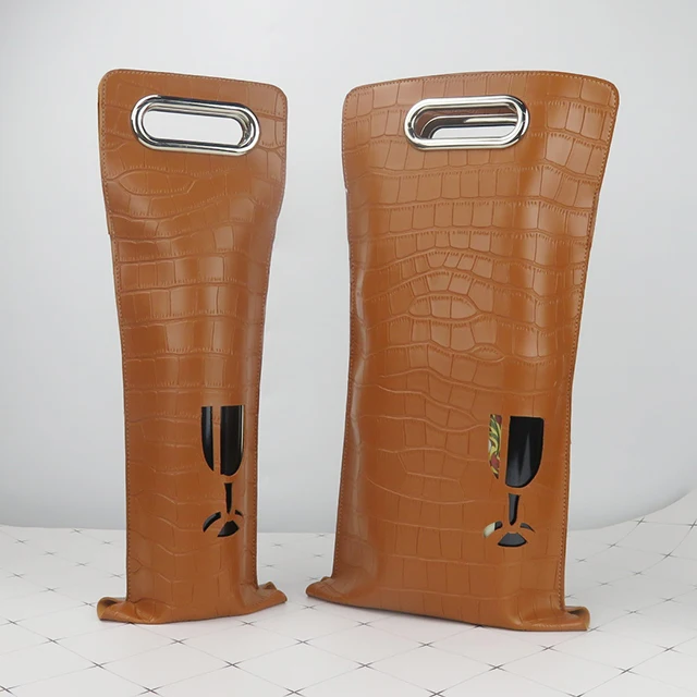 Custom Logo Gift Bottle Crocodile Pattern Sublimation PVC Leather Wine Bag