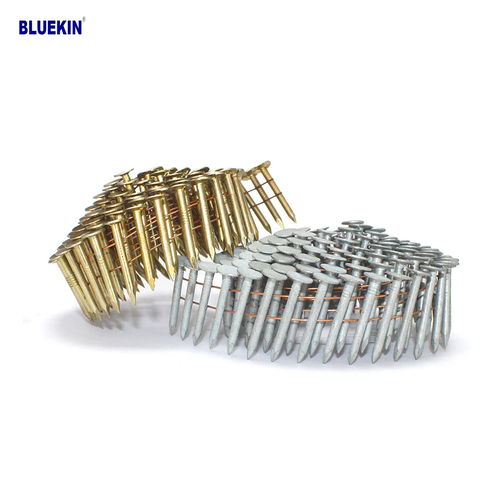 High Quality Factory Collated Coil Nails High Standard 1 1/4 Inch 15 Degree Big Head Coil Roofing Nail