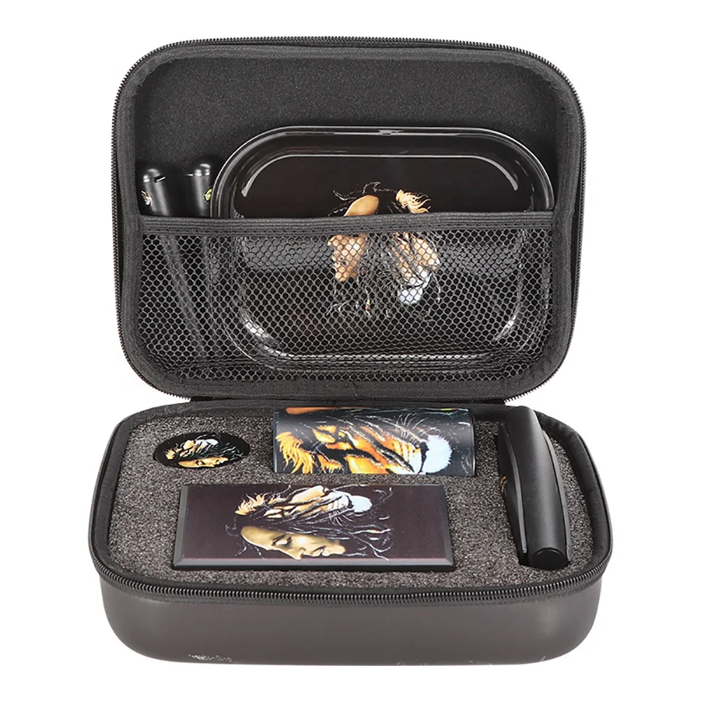 Portable Smoke Kit Rolling Cigarette Set With Metal Tray Smoking Box Accessories Sets