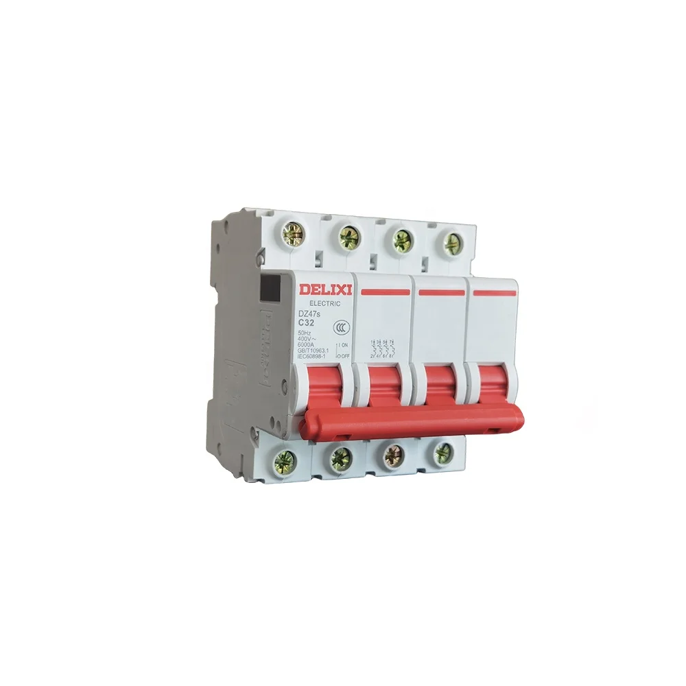High Quality Delixi MCB 4P 1A 2A 3A 4A 5A 6A 8A 10A 13A 16A 20A 25A 32A 40A 50A 63A DC MCB DZ47S Miniature Circuit Breaker