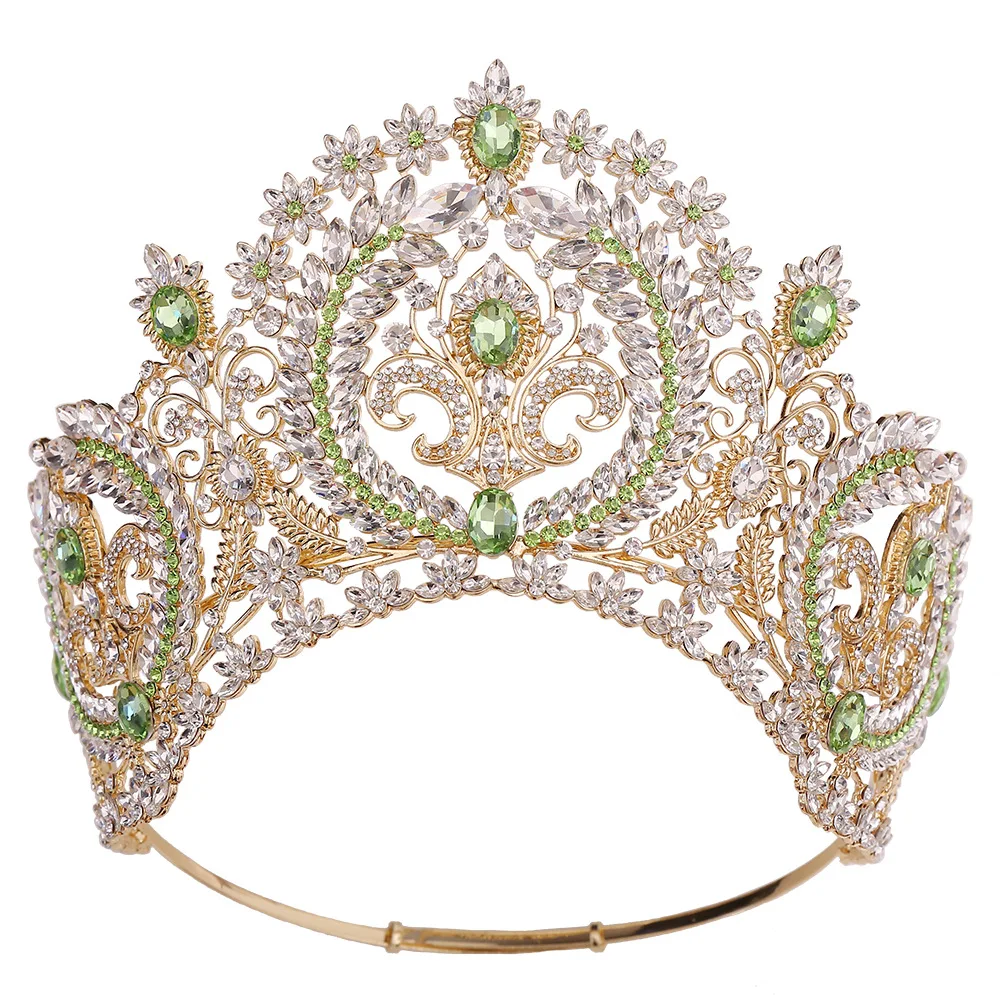 2024 Miss Large Beauty Wedding Jewelry Headpiece Costume Jewelry Bridal Hair Accessories Crystal Pageant Crown Tiara
