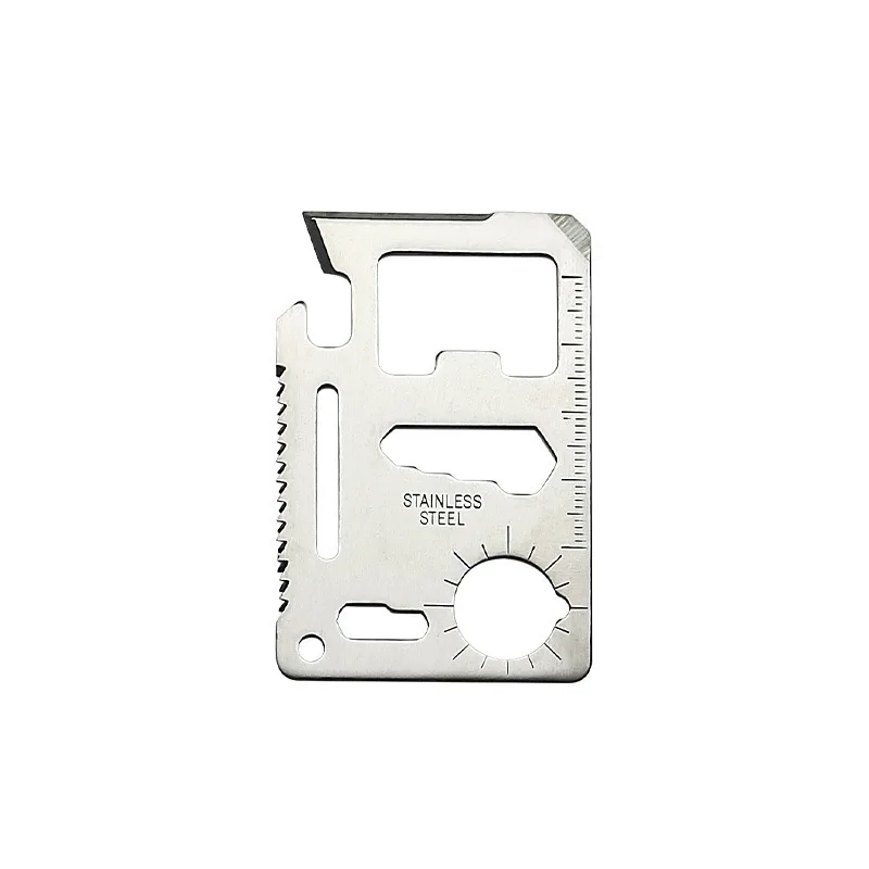 11-in-1 Mini Stainless Steel Survival Multi-Tool Card Portable Outdoor Hiking Camping Pocket Wallet Cards Multi-Function Tool