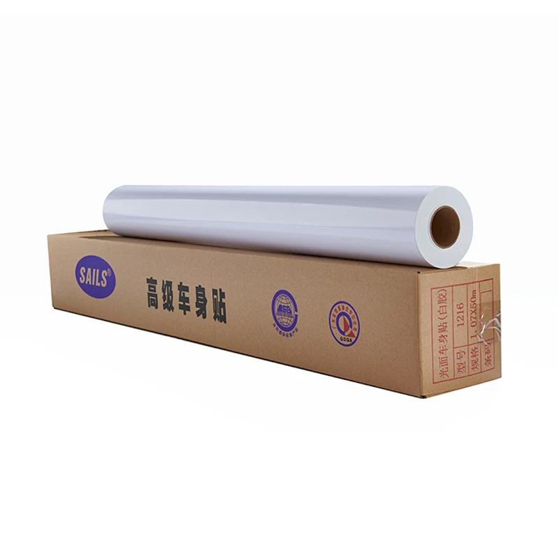 Wholesale Eco Solvent Printing vinyl sticker material glossy matte white Transparent self adhesive vinyl roll